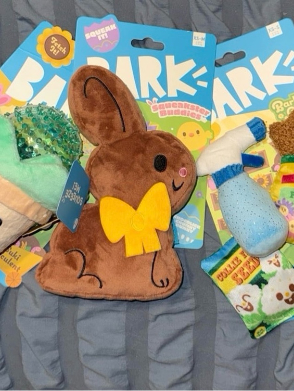 BARK Dog Toys NEW XS-M Bunny, Spring Dog Squeak toys